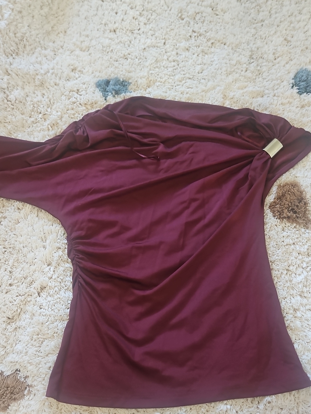 Zara One-Shoulder Dress in Burgundy